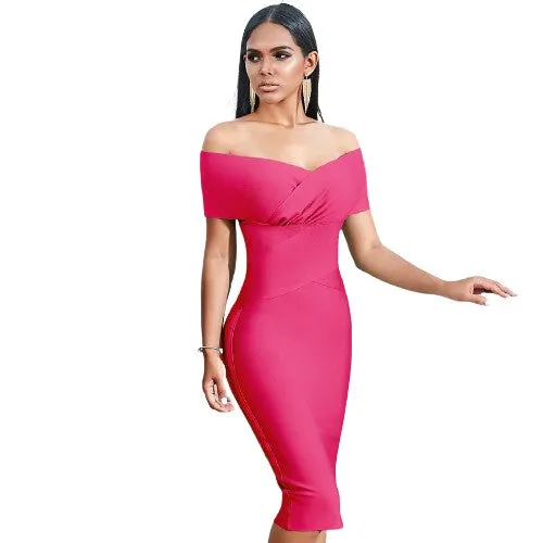 Off Shoulder Bandage Bodycon Trendy Dresses For Women