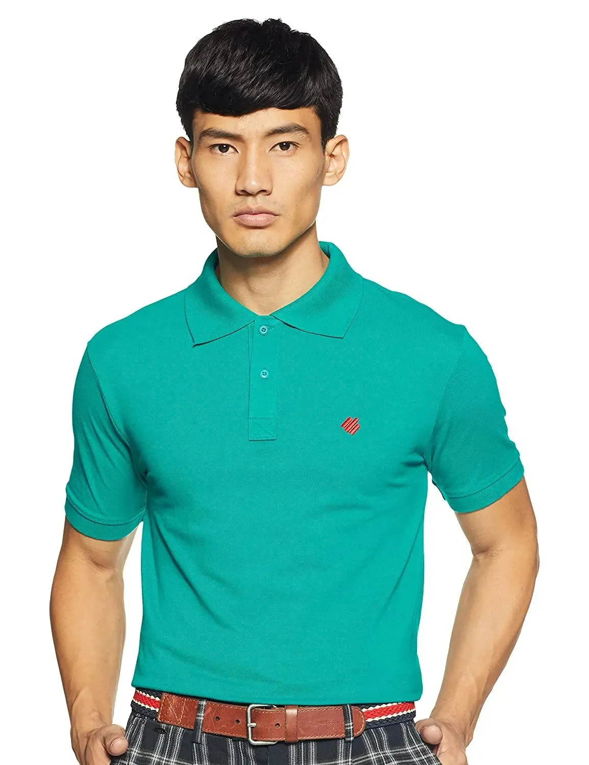 ONN Men's Cotton Polo T-Shirt in Solid Sea Green colour