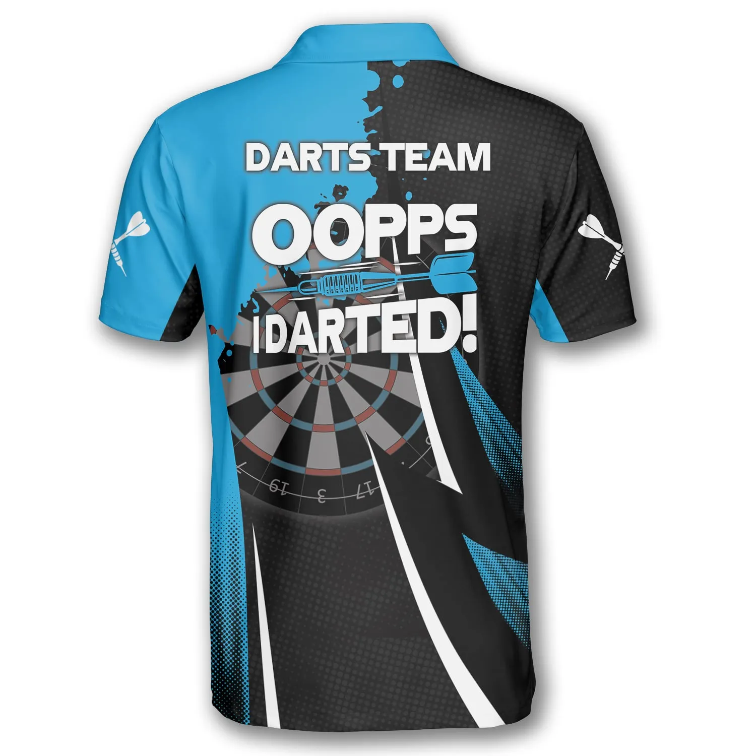 Oopps I Darted Custom Darts Shirts for Men, Black and Blue Dart Polo Shirt