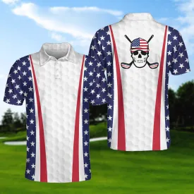 Patriotic Golf Texture Short Sleeve Usa Golf Polo Shirt, American Flag Polo Shirt, Best Golf Shirt For Men Coolspod