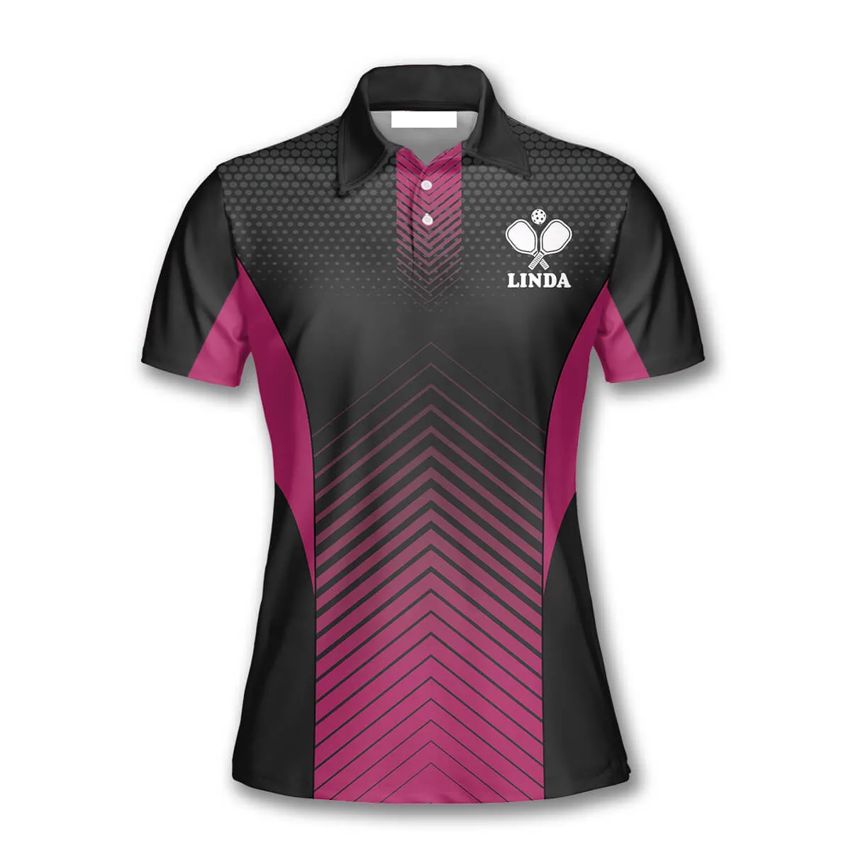 Pickleball Queen Black Pink Custom Pickleball Polo Shirts for Women