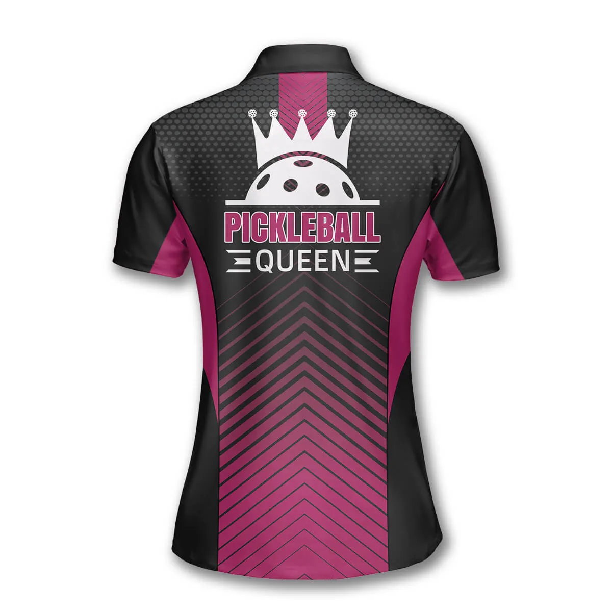 Pickleball Queen Black Pink Custom Pickleball Polo Shirts for Women