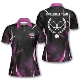 Pink Smoke Pickleball Polo Shirts For Women, Pickleball 3D Polo Shirt