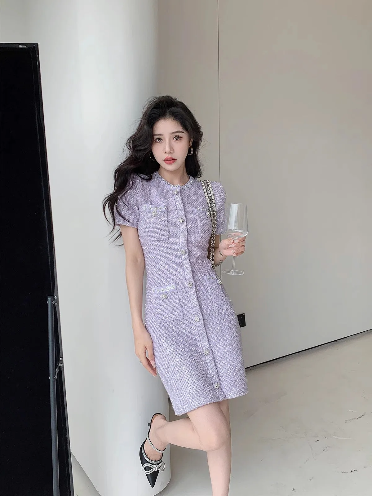 purple skirt dress short skirt women's new clothing     S3460