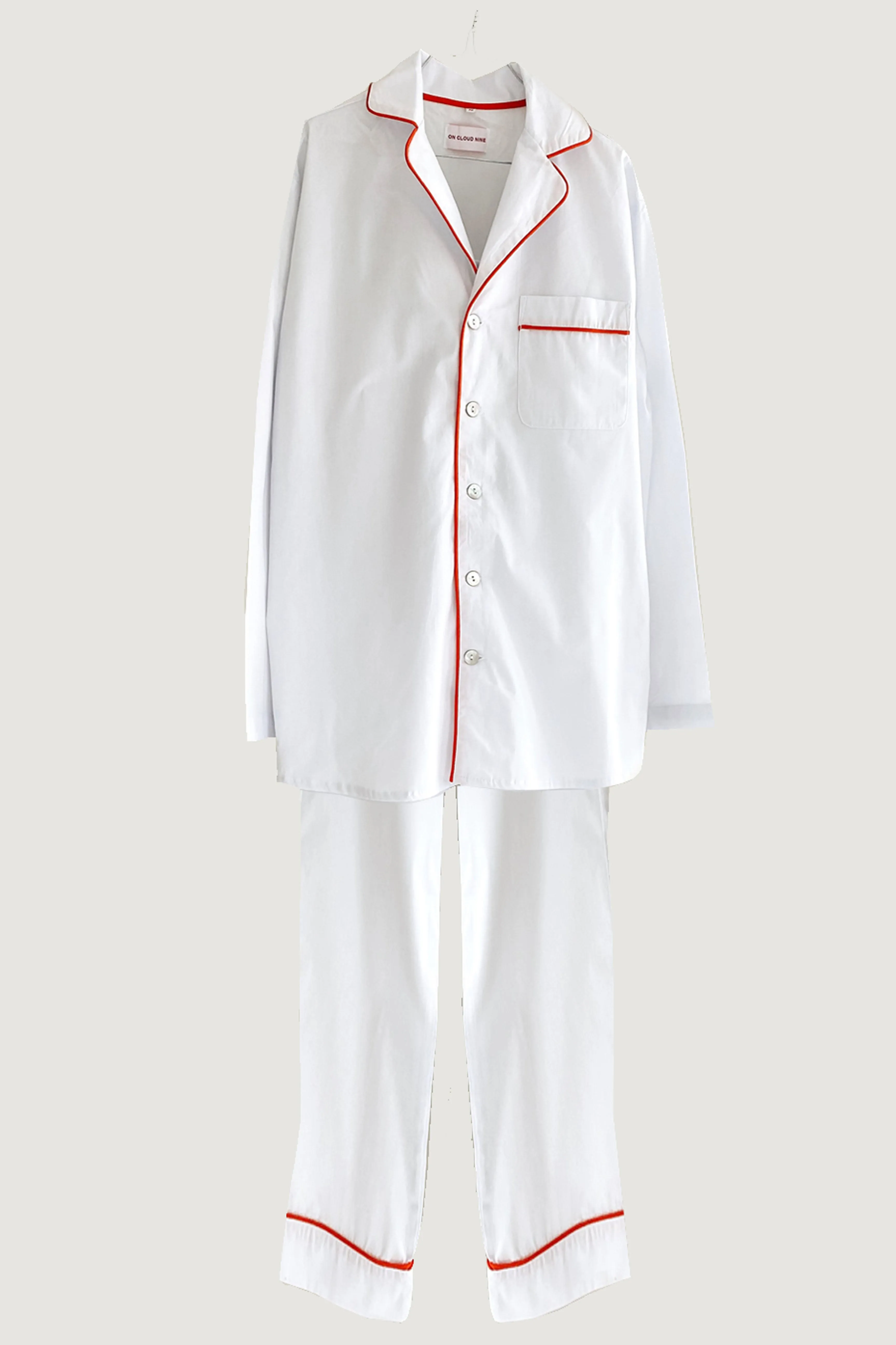 PYJAMAS SET // WHITE & CORAL // WOMEN