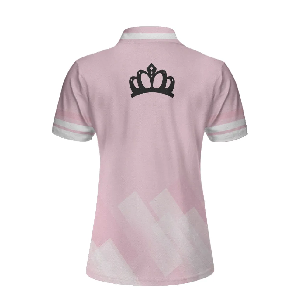 Queen Of The Court Pink Short Sleeve Women Polo Shirt, Cool Tennis Shirt For Ladies Coolspod