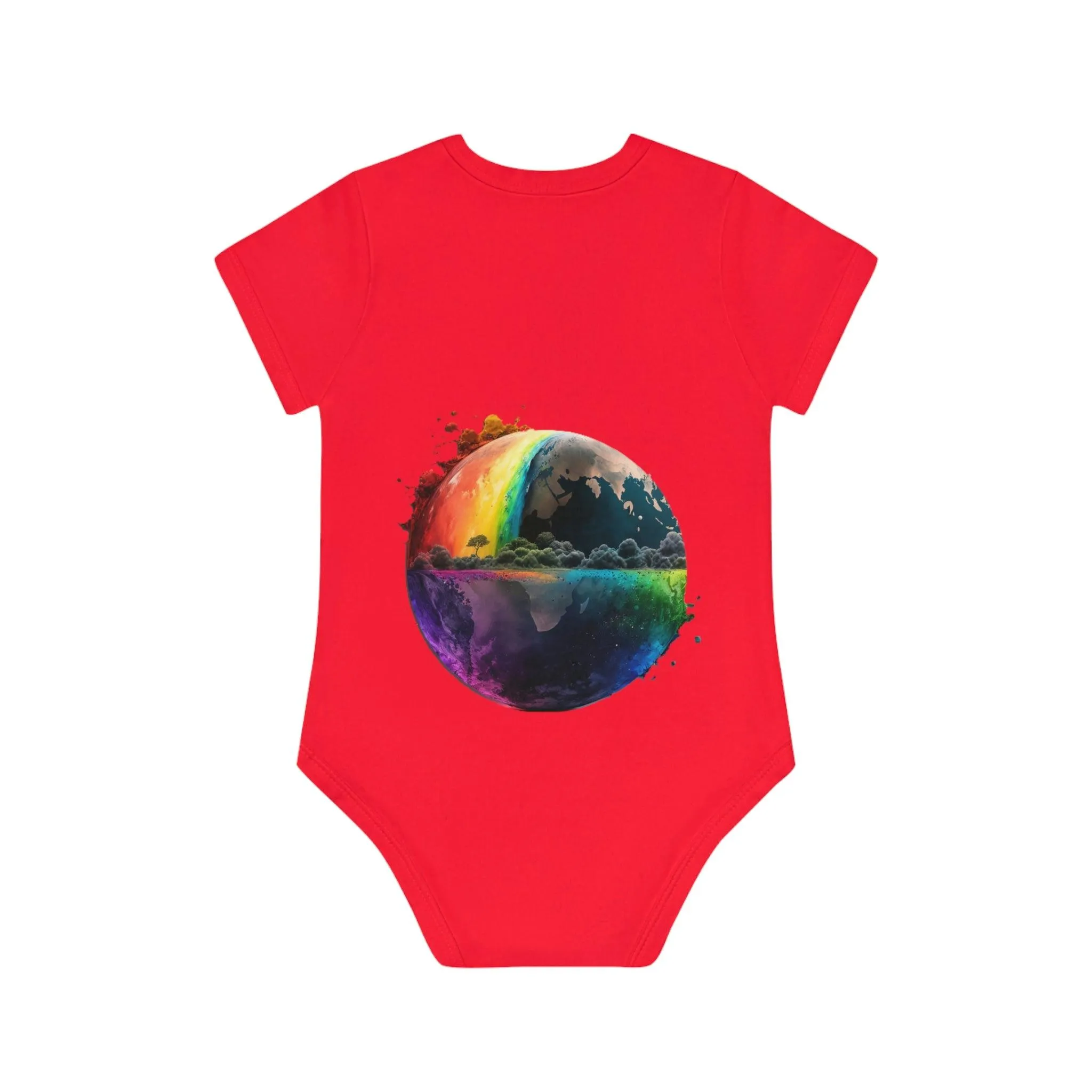 ,,RAINBOW WORLD" Baby Organic Short Sleeve Bodysuit