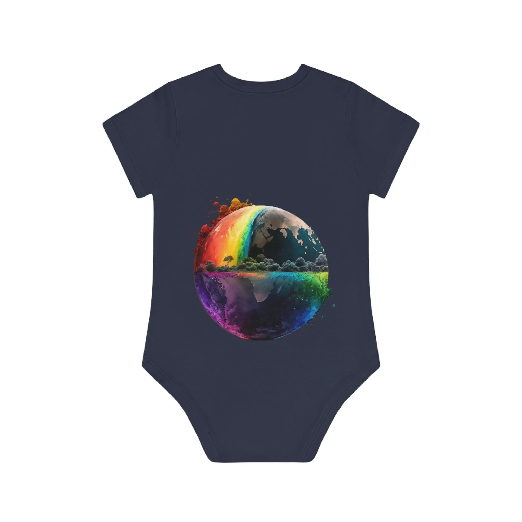 ,,RAINBOW WORLD" Baby Organic Short Sleeve Bodysuit