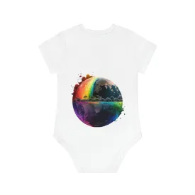 ,,RAINBOW WORLD" Baby Organic Short Sleeve Bodysuit