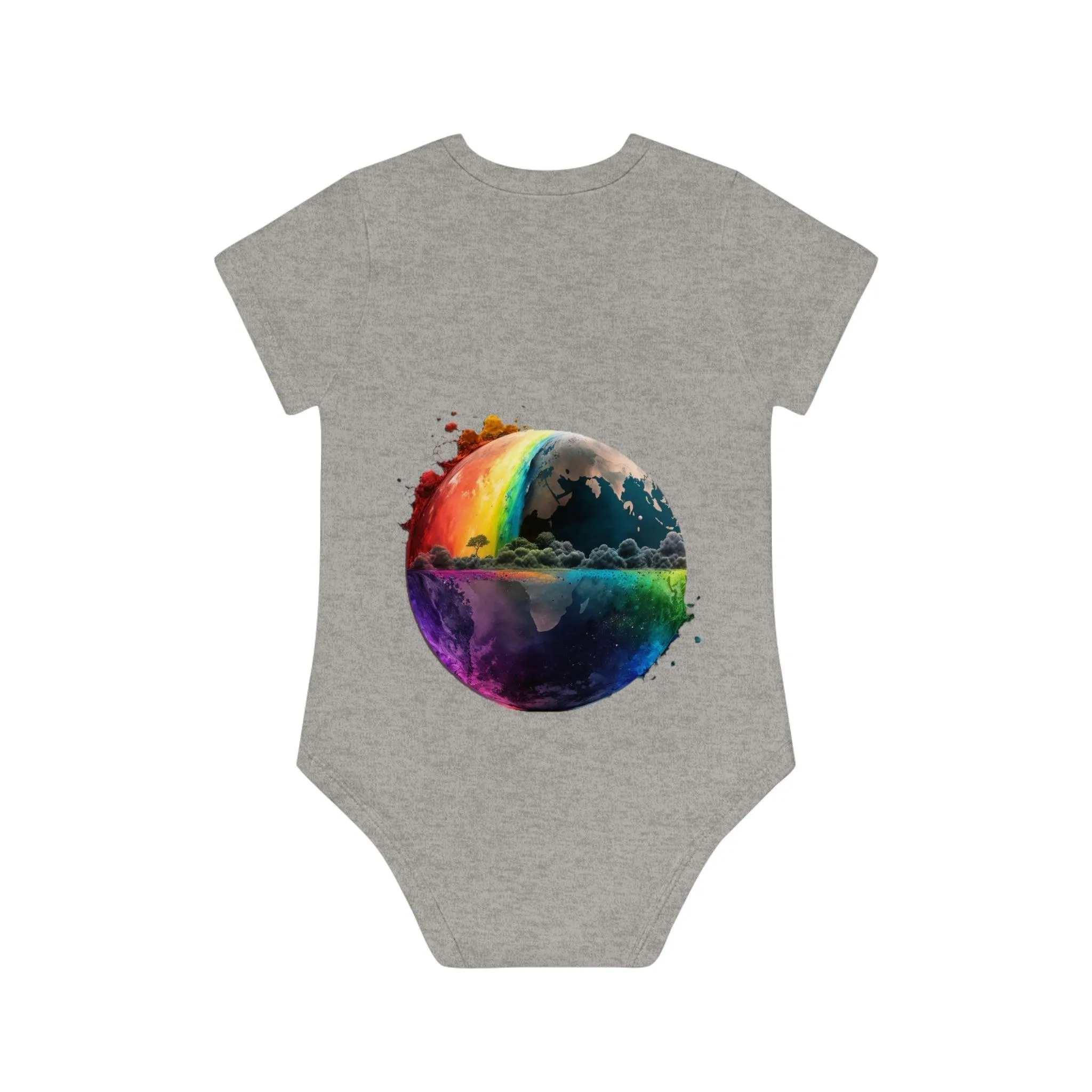 ,,RAINBOW WORLD" Baby Organic Short Sleeve Bodysuit