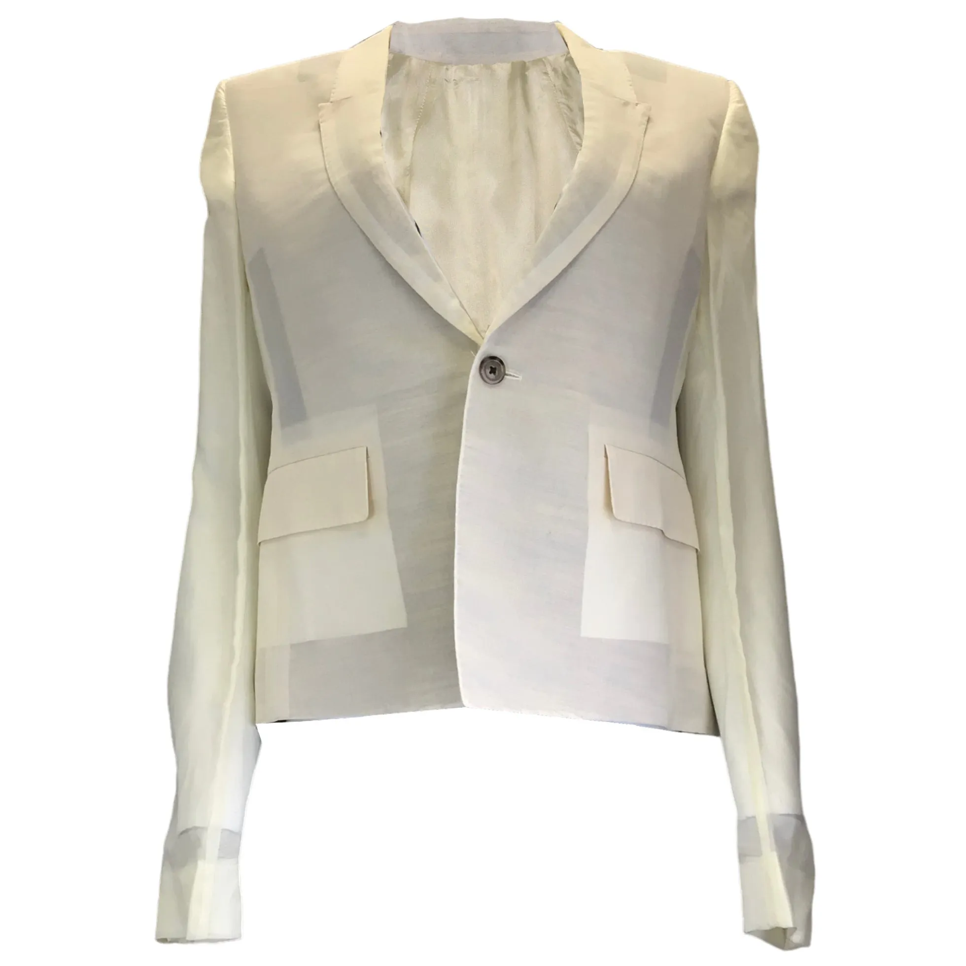 Rick Owens Ivory Chiffon Blazer in Natural