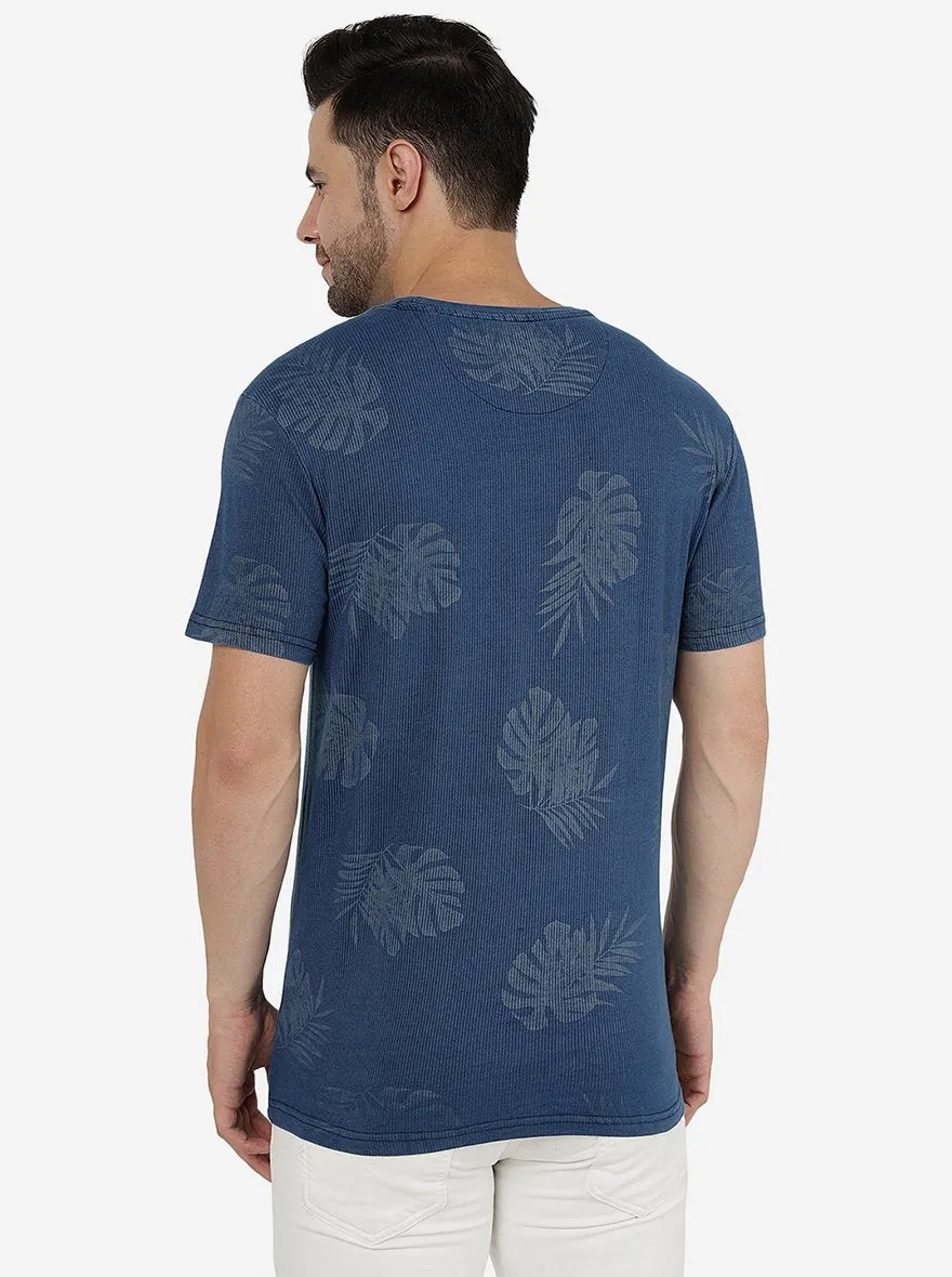 River Blue Printed Slim Fit T-Shirt | JadeBlue