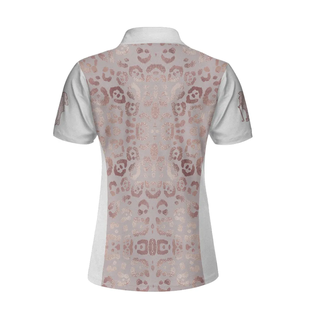 Rose Gold Leopard Print Short Sleeve Women Polo Shirt Coolspod