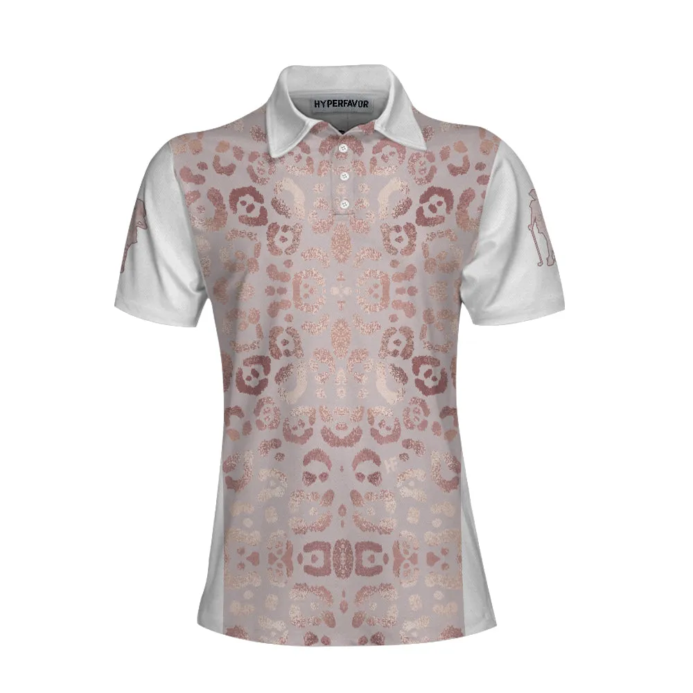 Rose Gold Leopard Print Short Sleeve Women Polo Shirt Coolspod