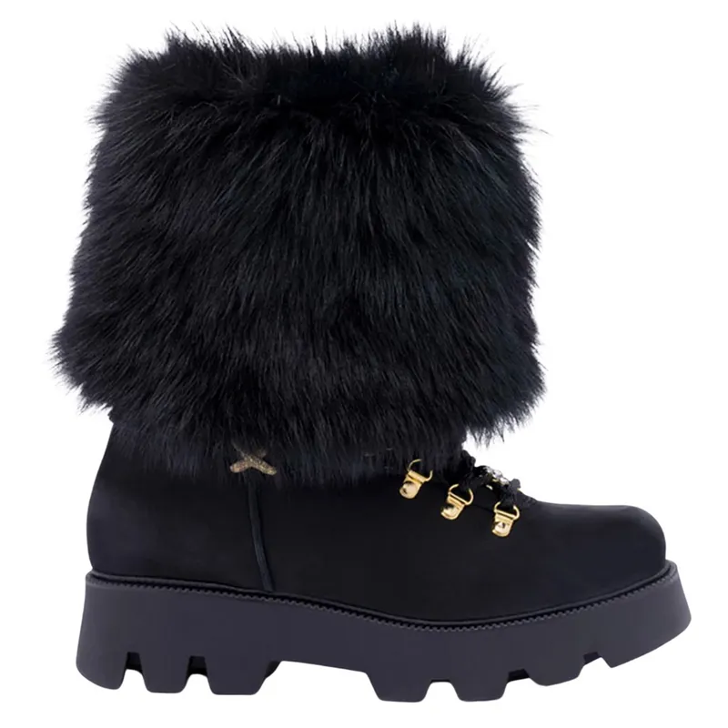 SEICENTO GOAT FUR LACE UP CHUNKY BOOTS