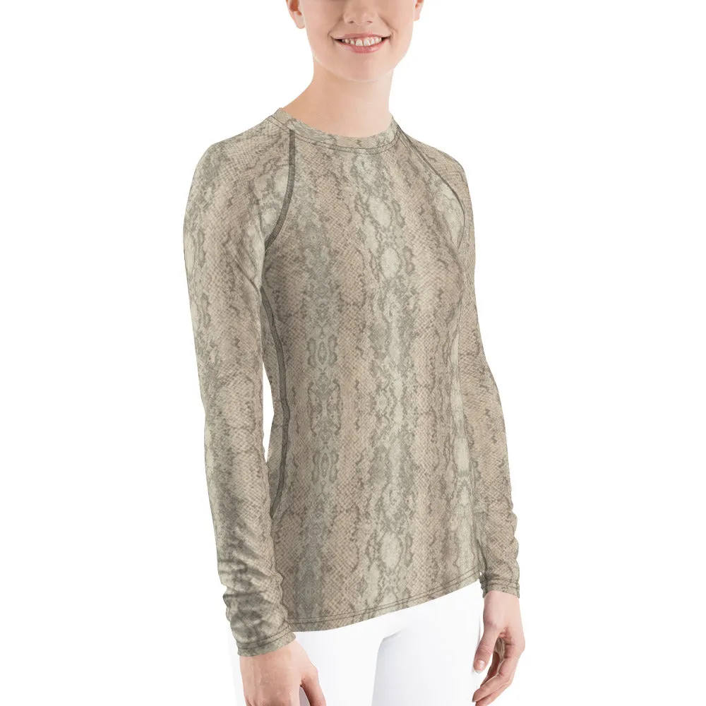 Snake Print Long Sleeve Tops