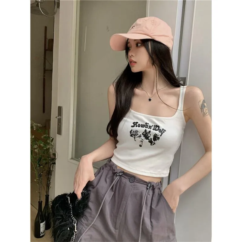 Sports Cropped Sleeveless Retro Tank Top