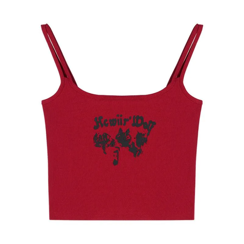 Sports Cropped Sleeveless Retro Tank Top