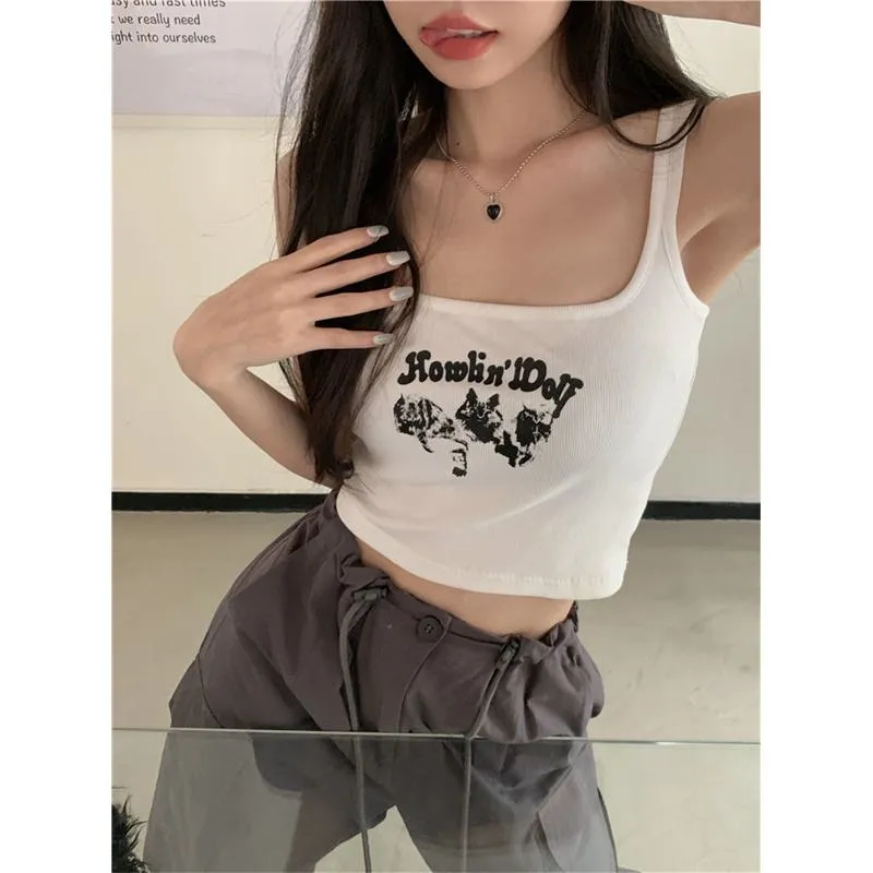 Sports Cropped Sleeveless Retro Tank Top