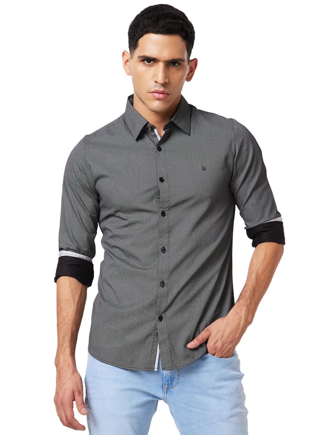 Spykar Black Printed Shirt For Men