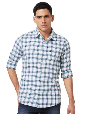 Spykar Green Checked Shirt For Men