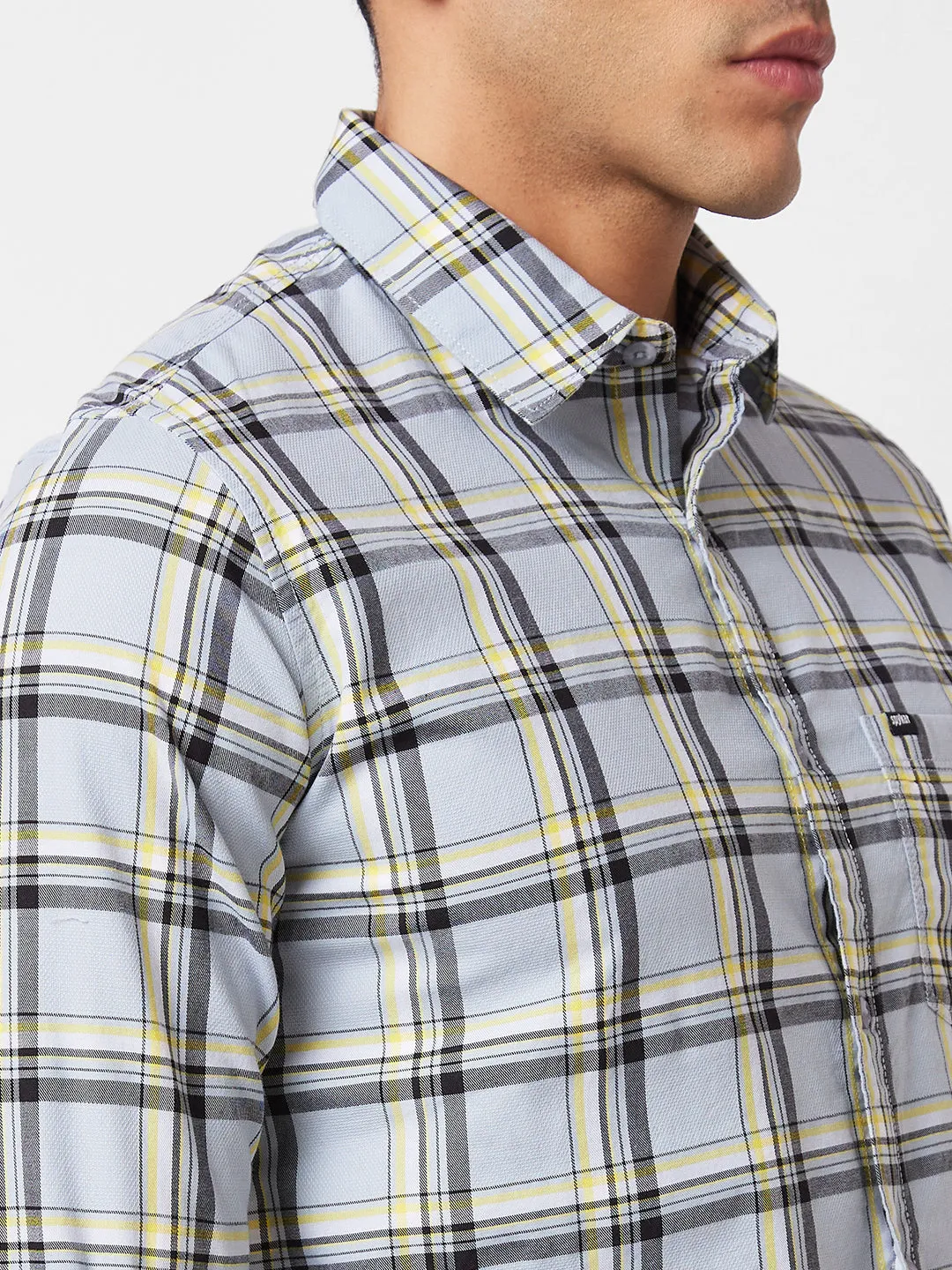 Spykar Grey Checked Shirt For Men