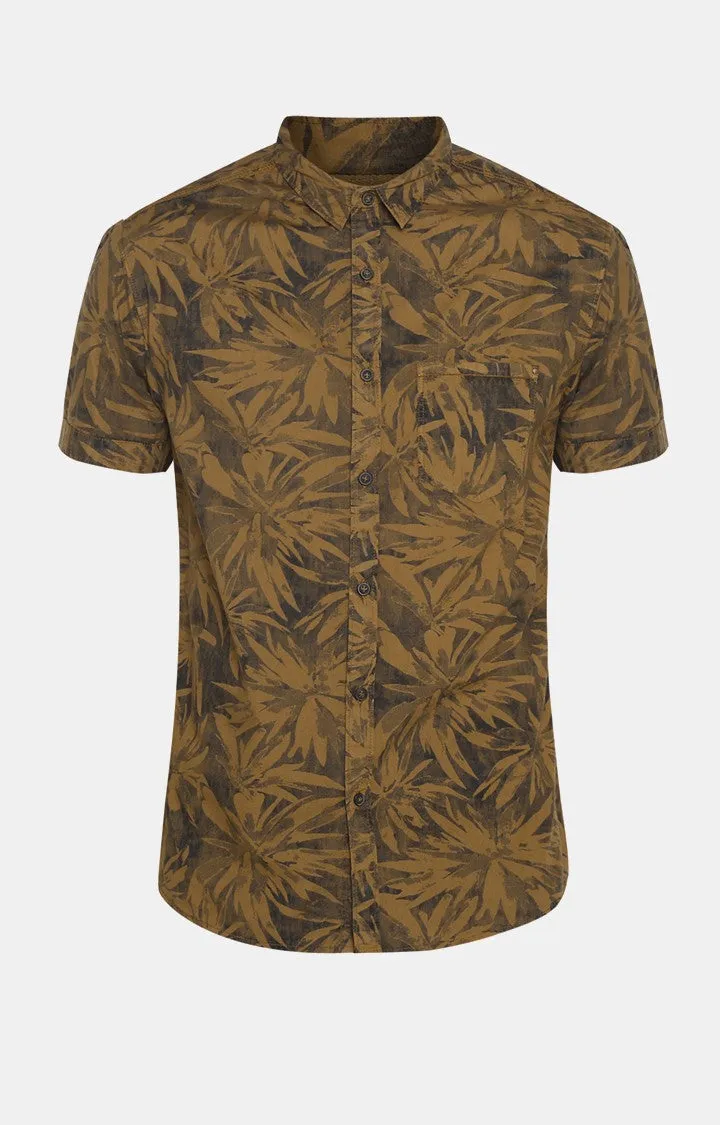 Spykar Men Khaki Printed Casual Shirt