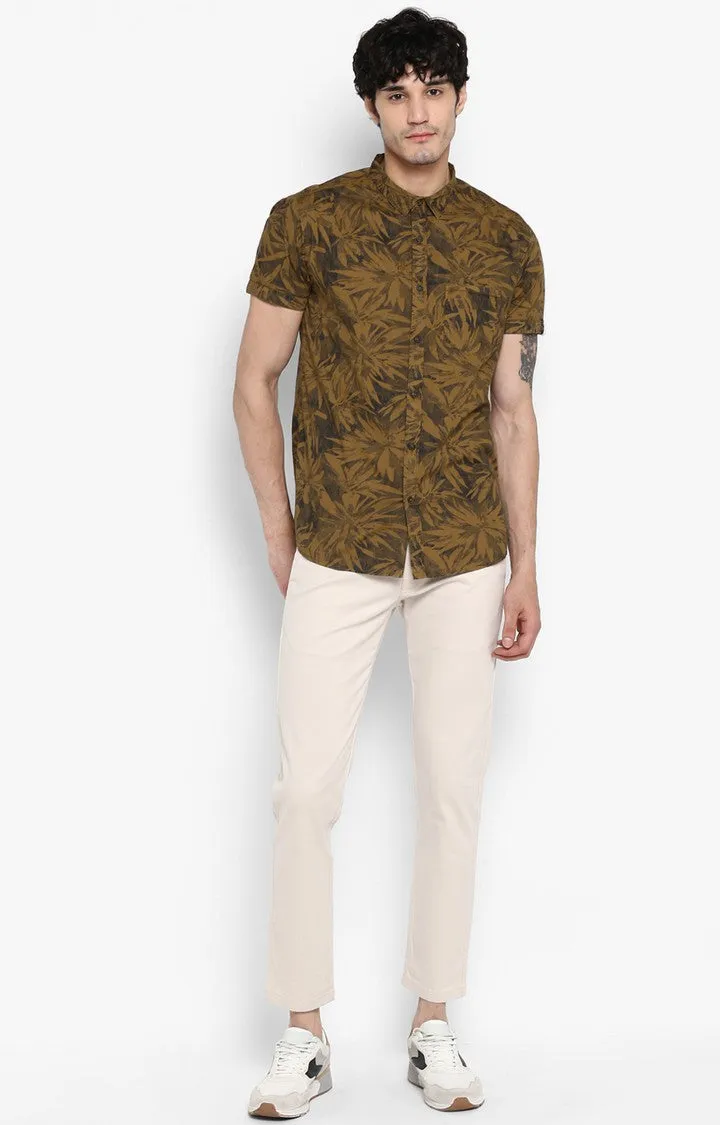 Spykar Men Khaki Printed Casual Shirt