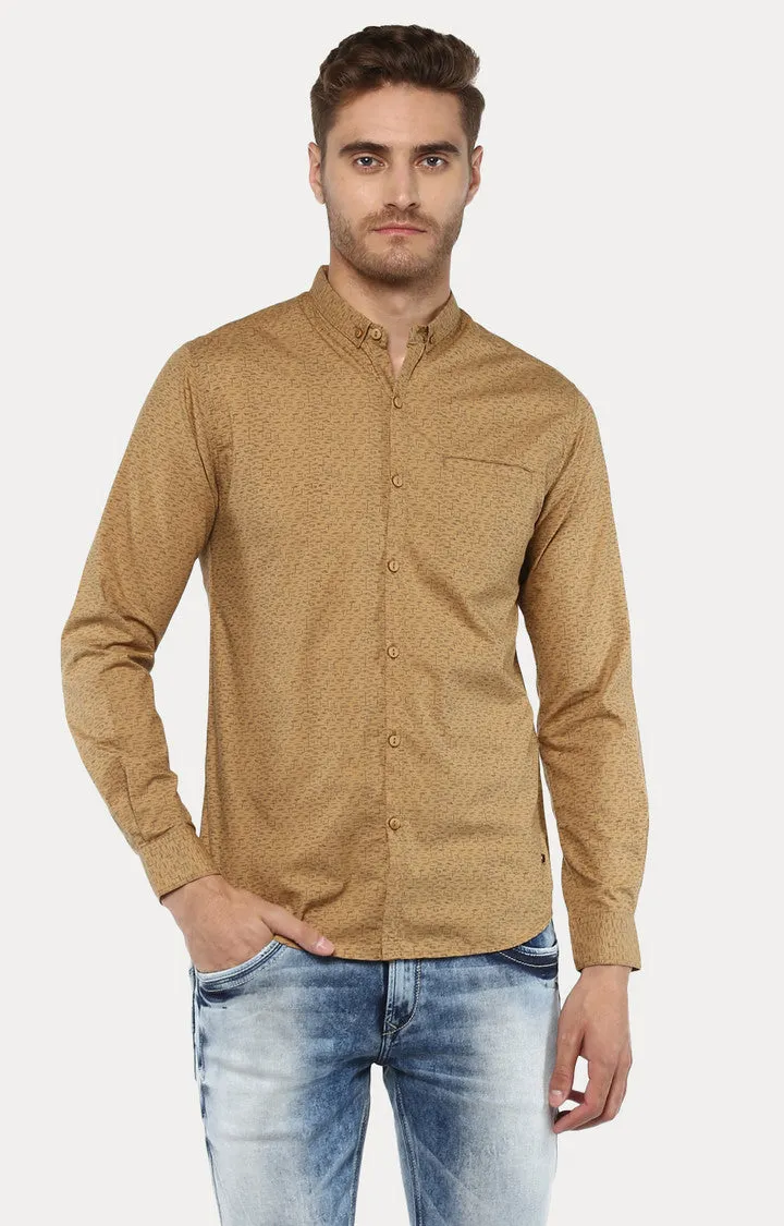 Spykar Men Khaki Printed Slim Fit Casual Shirt