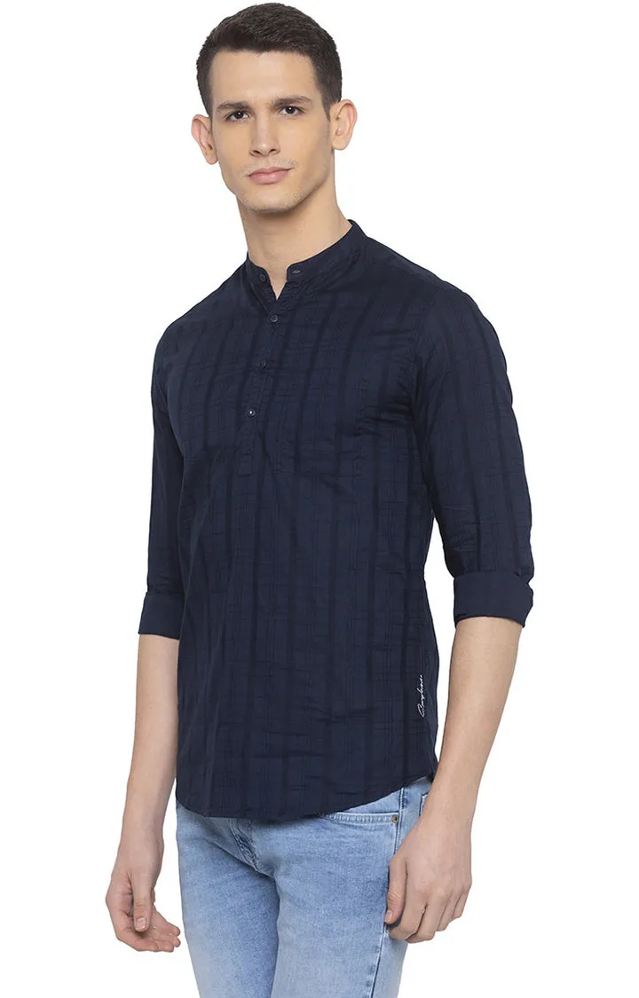 Spykar Men Navy Checked Casual Shirt