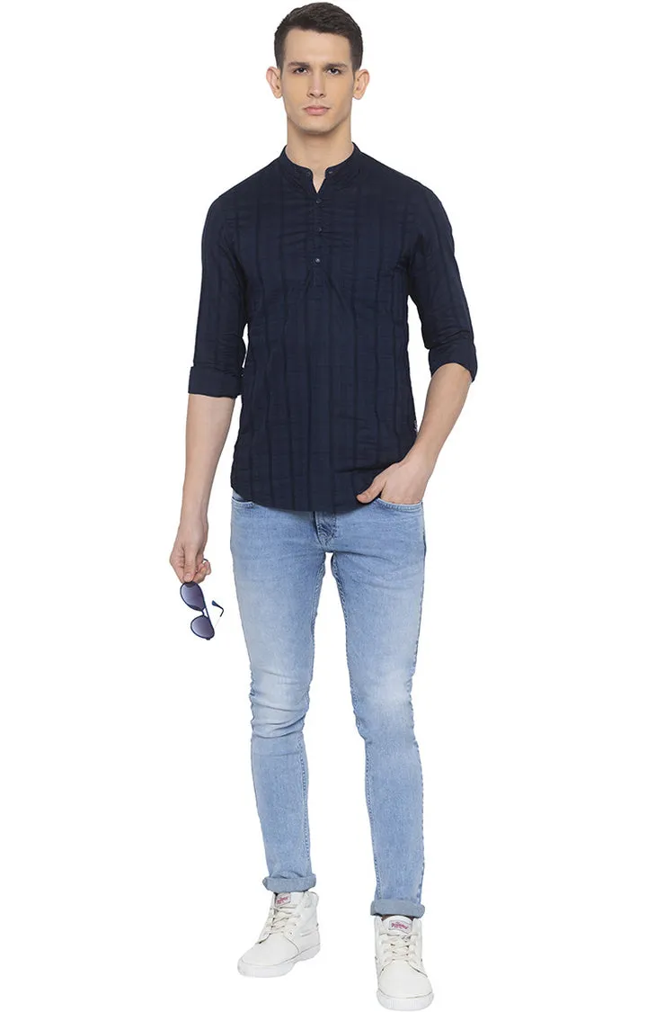 Spykar Men Navy Checked Casual Shirt