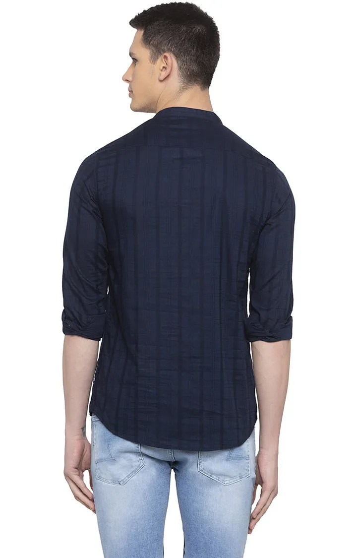 Spykar Men Navy Checked Casual Shirt