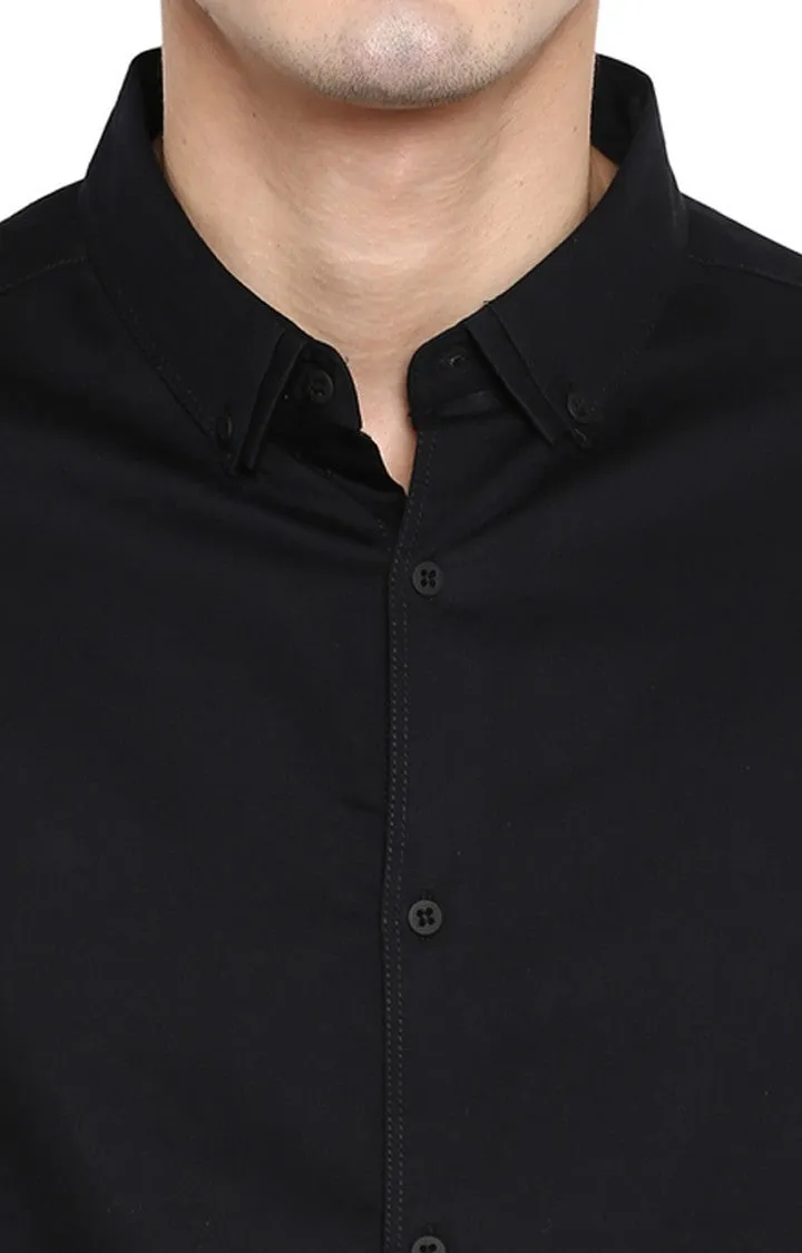 Spykar Men'S Black Satin Solid Casual Shirts