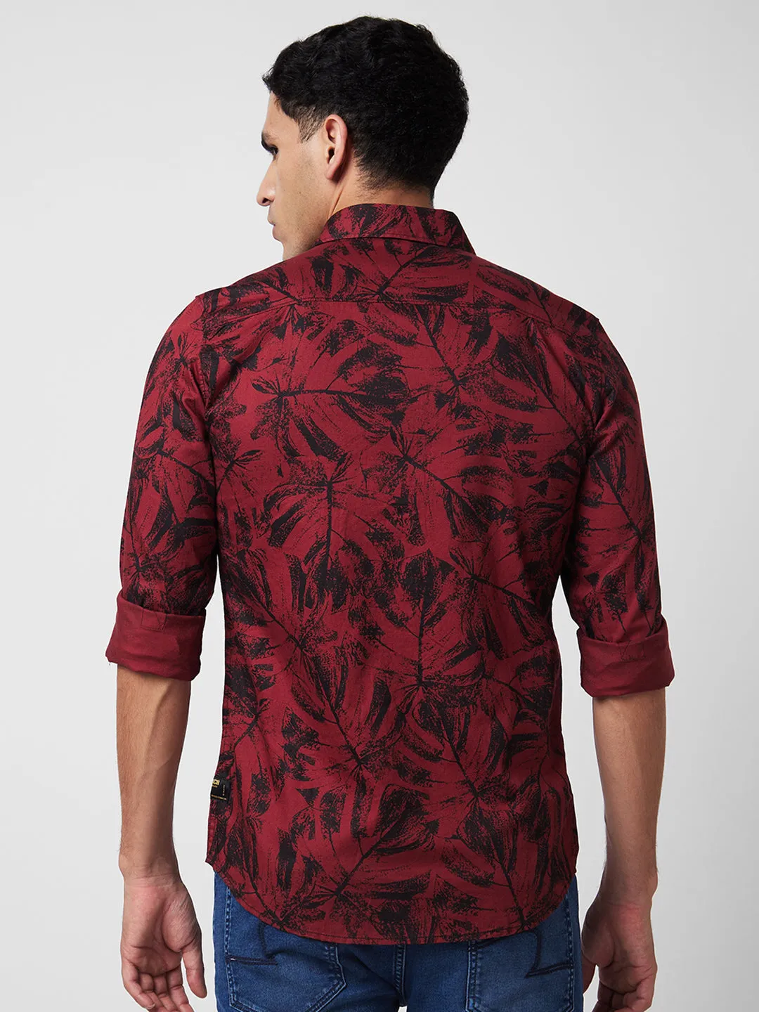 Spykar Red Printed Shirt For Men