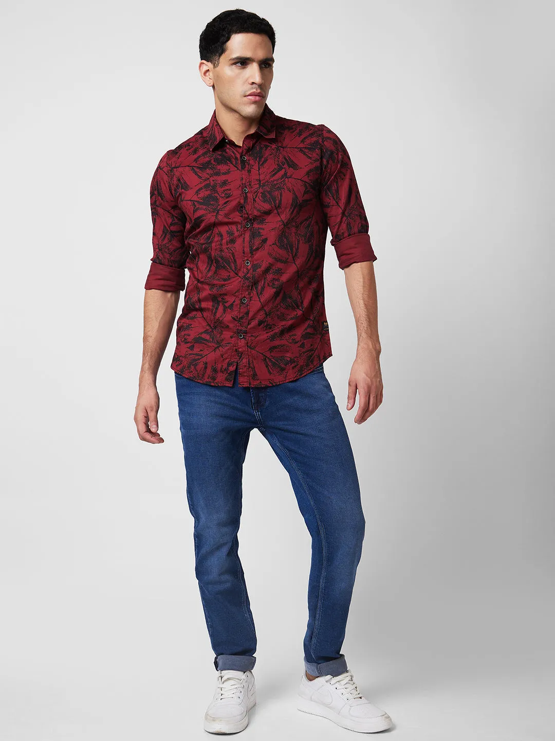 Spykar Red Printed Shirt For Men