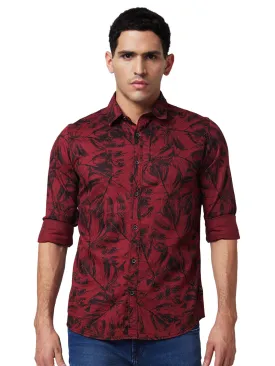 Spykar Red Printed Shirt For Men