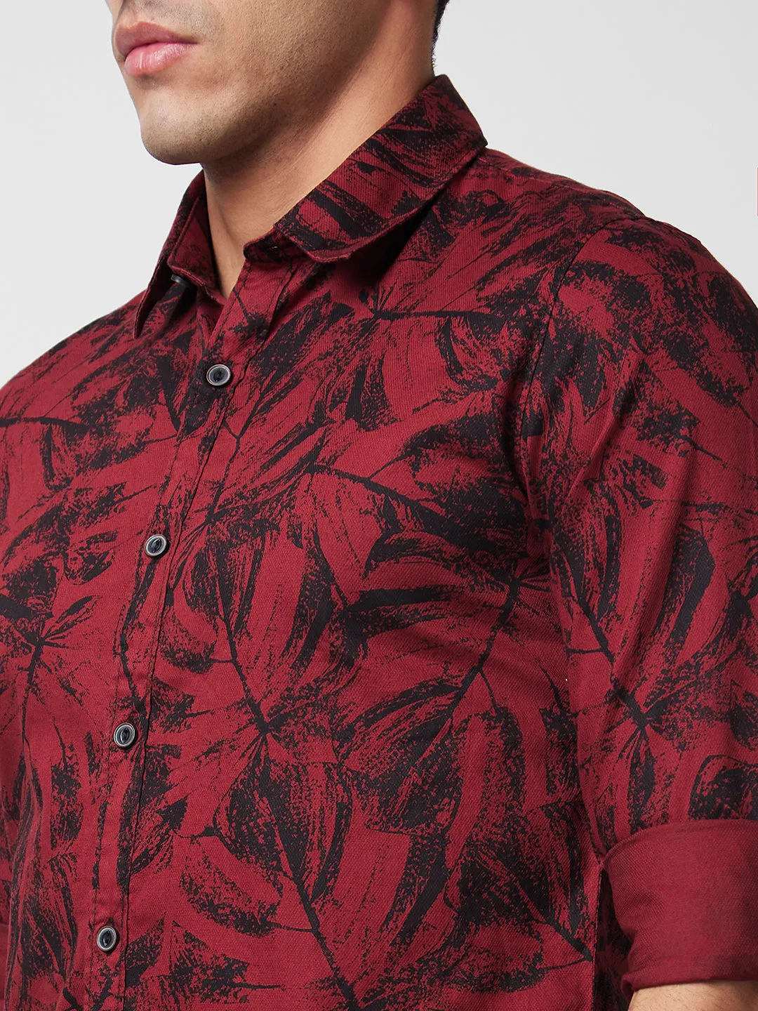 Spykar Red Printed Shirt For Men