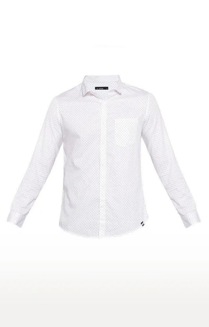 Spykar White Cotton Regular Fit Shirts For Men