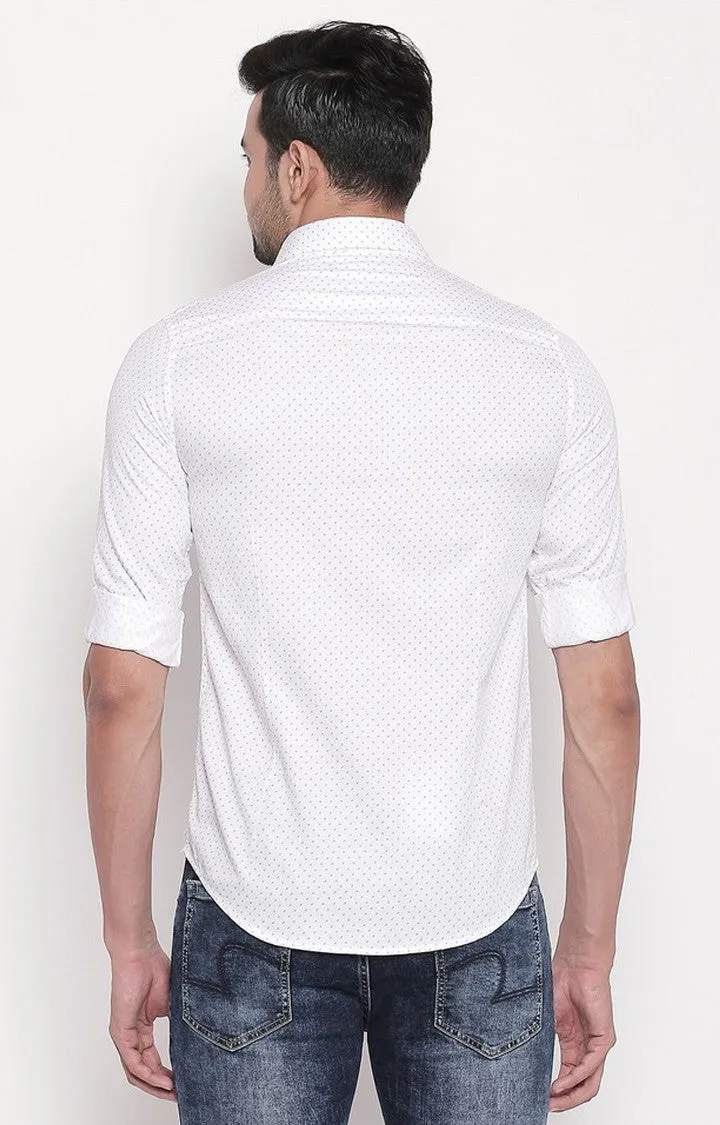 Spykar White Cotton Regular Fit Shirts For Men