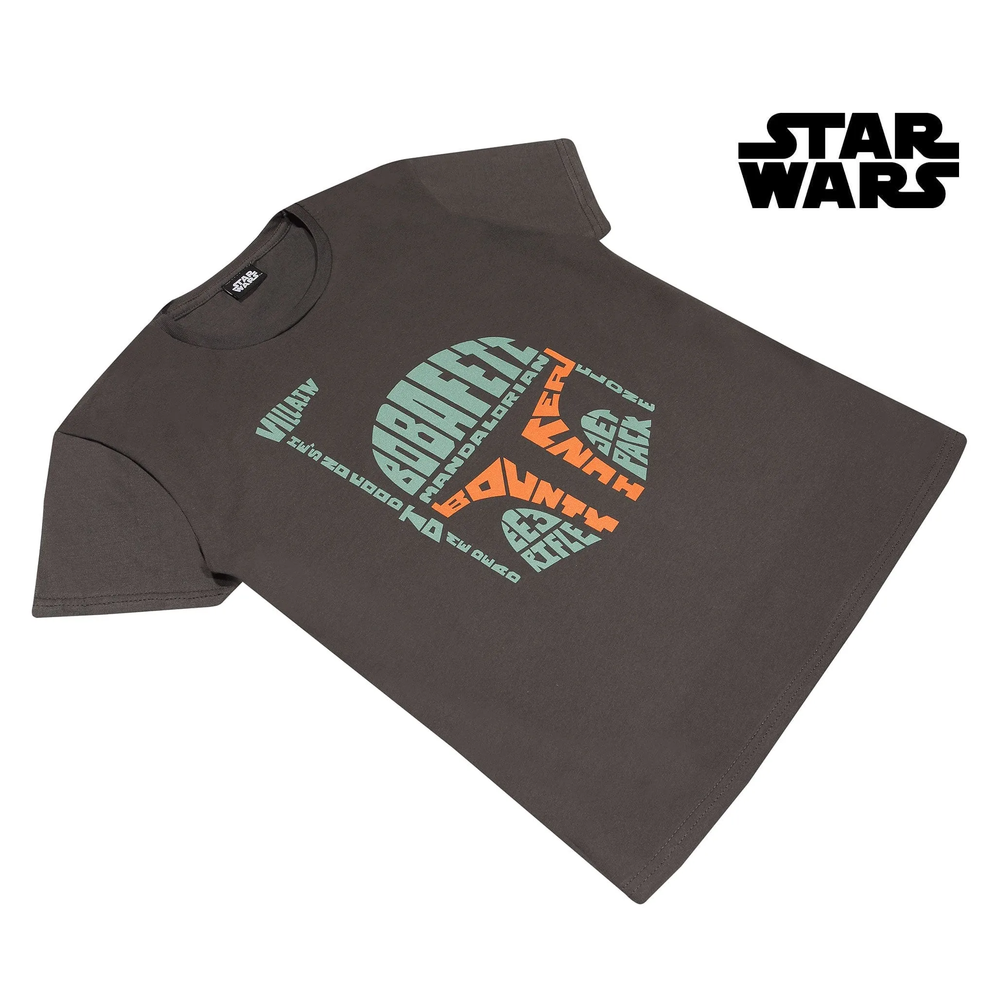 Star Wars Boba Fett Word Puzzle Helmet Kids T-Shirt