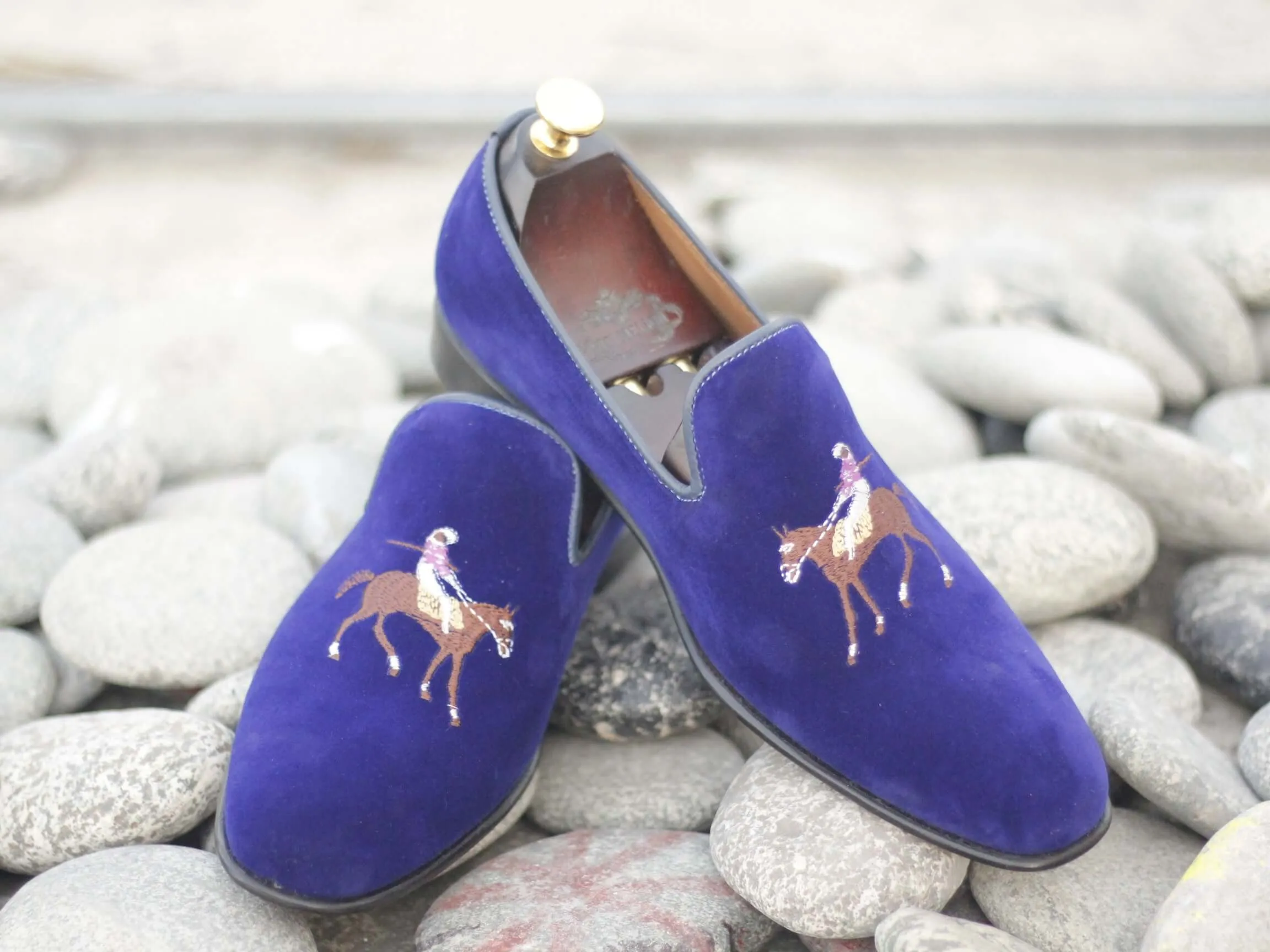 Stylish Blue Suede Loafer Shoes,For Men's Oxford Shoes