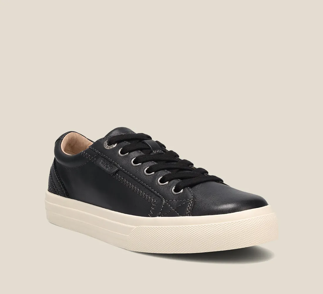 Taos Plim Soul Lux Leather Sneaker in White, Merlot, Black, Carmel & Steel