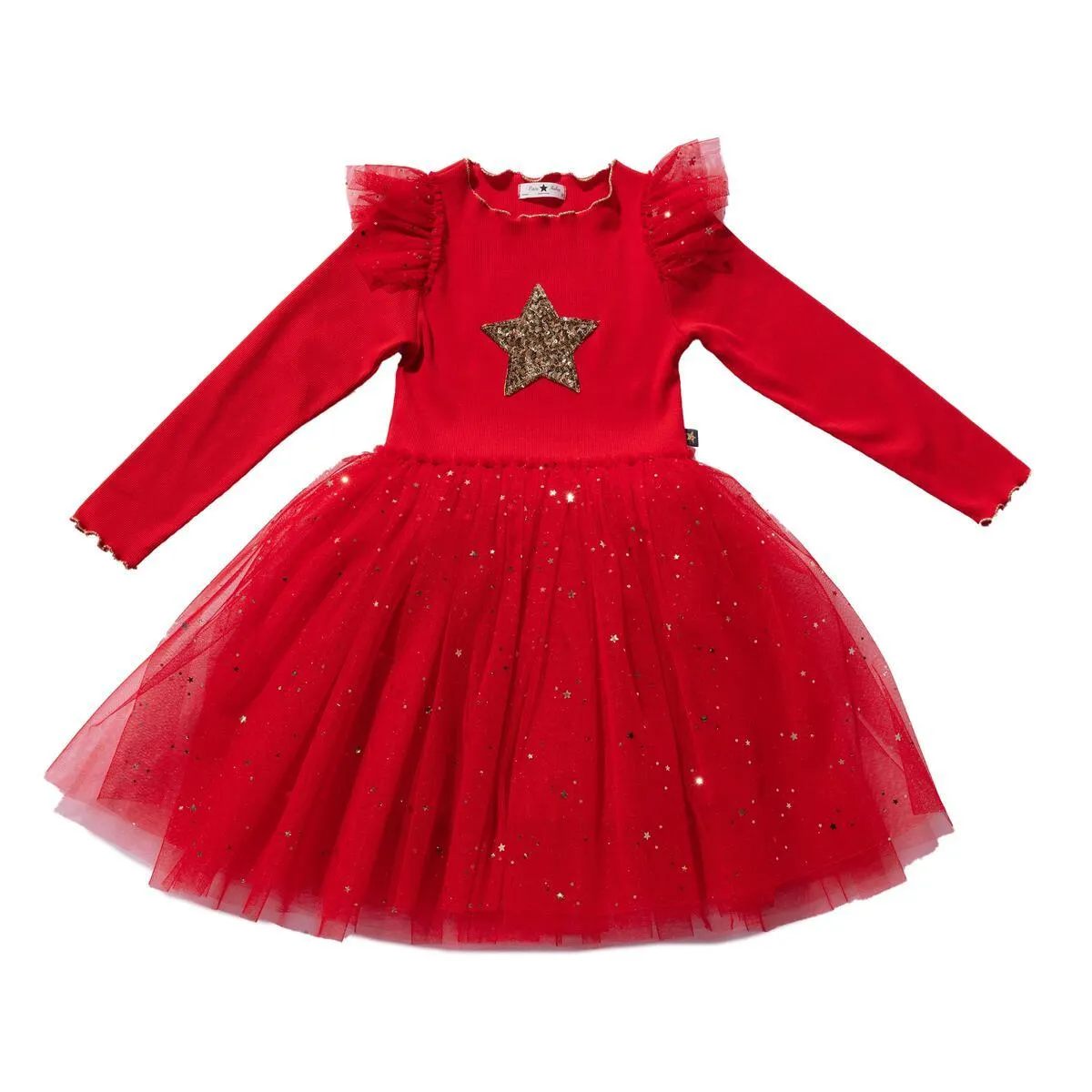 Tutu Dress | Long Sleeve Frill Holiday Red | Petite Hailey