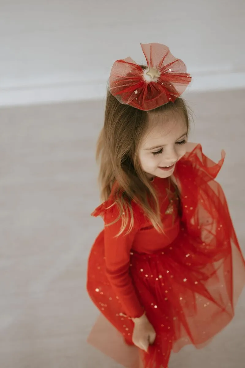 Tutu Dress | Long Sleeve Frill Holiday Red | Petite Hailey