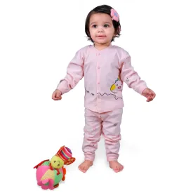 Unicorn Full Sleeves 2 Piece Buttoned Pyjama Set Night Suit - Pink