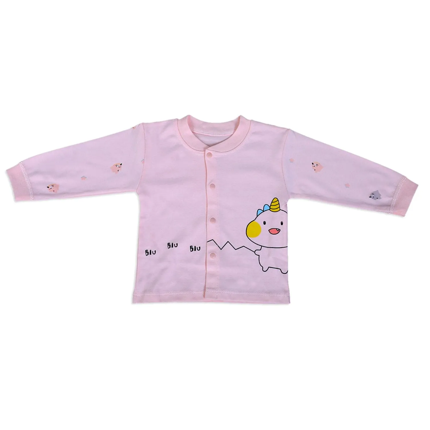 Unicorn Full Sleeves 2 Piece Buttoned Pyjama Set Night Suit - Pink