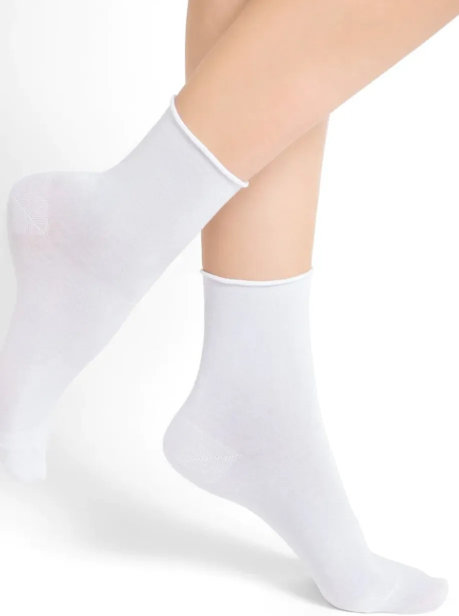 Velvet Cotton Ankle Sock Blanc / White