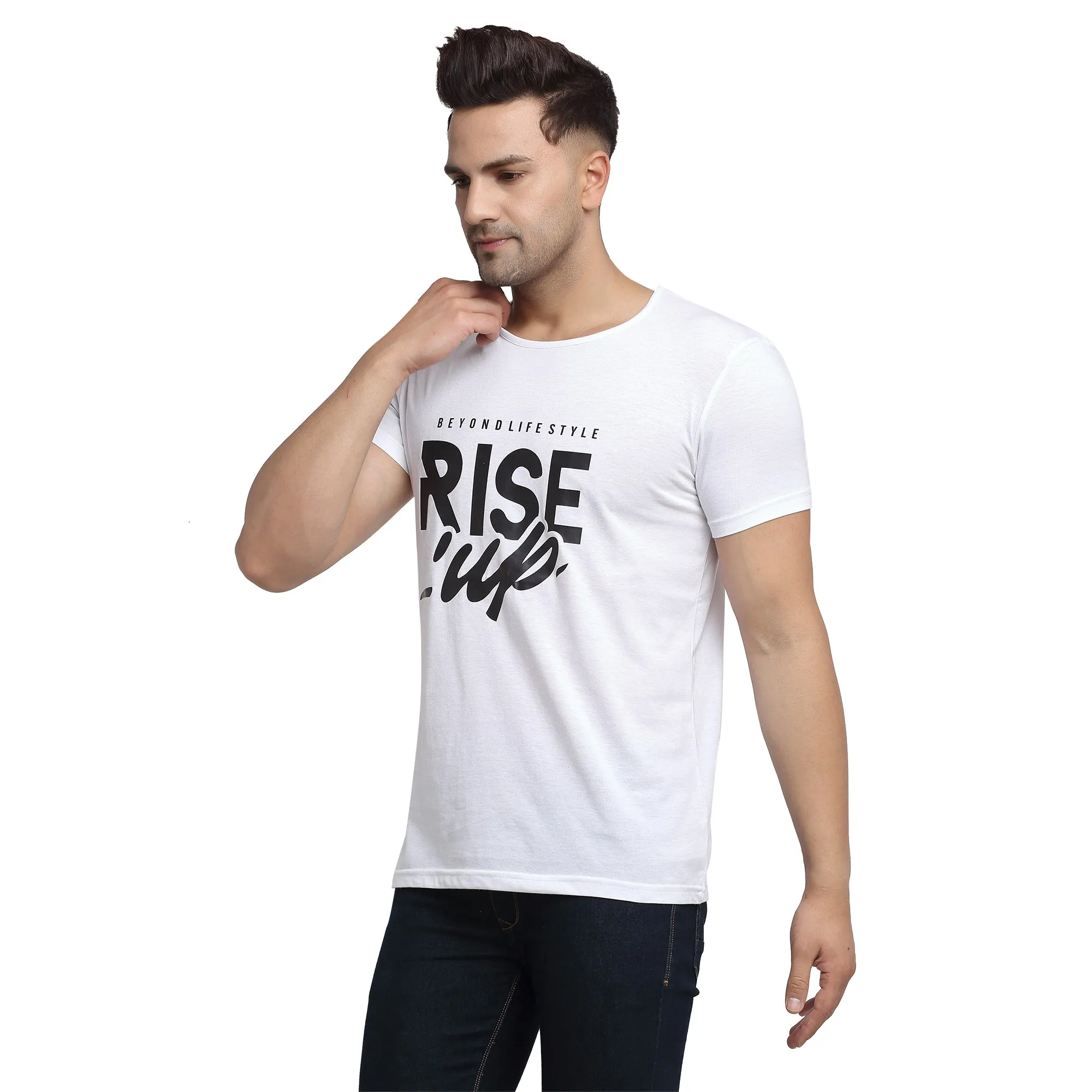 Vimal Jonney Regular Fit Round Neck White T-shirt For Men's