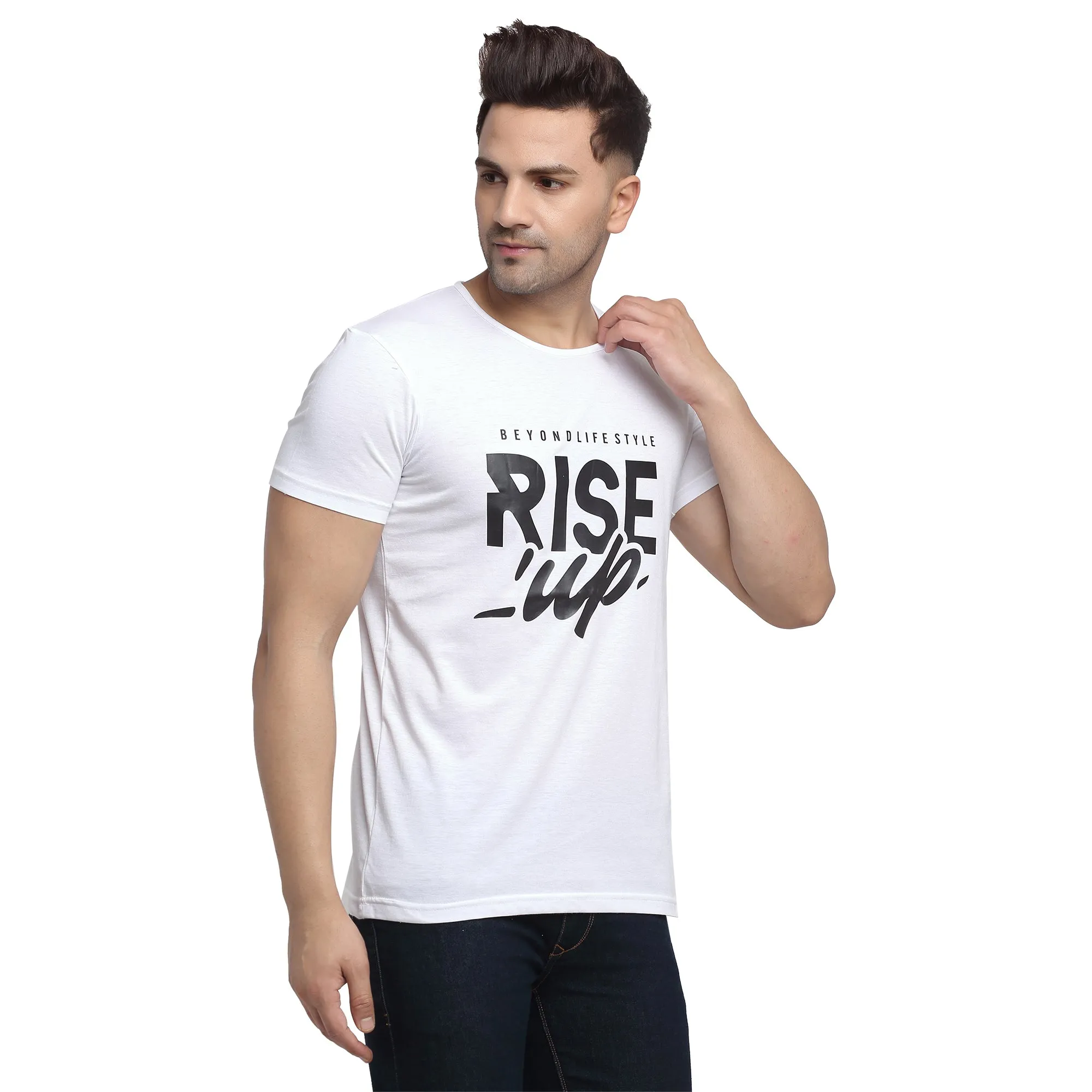 Vimal Jonney Regular Fit Round Neck White T-shirt For Men's