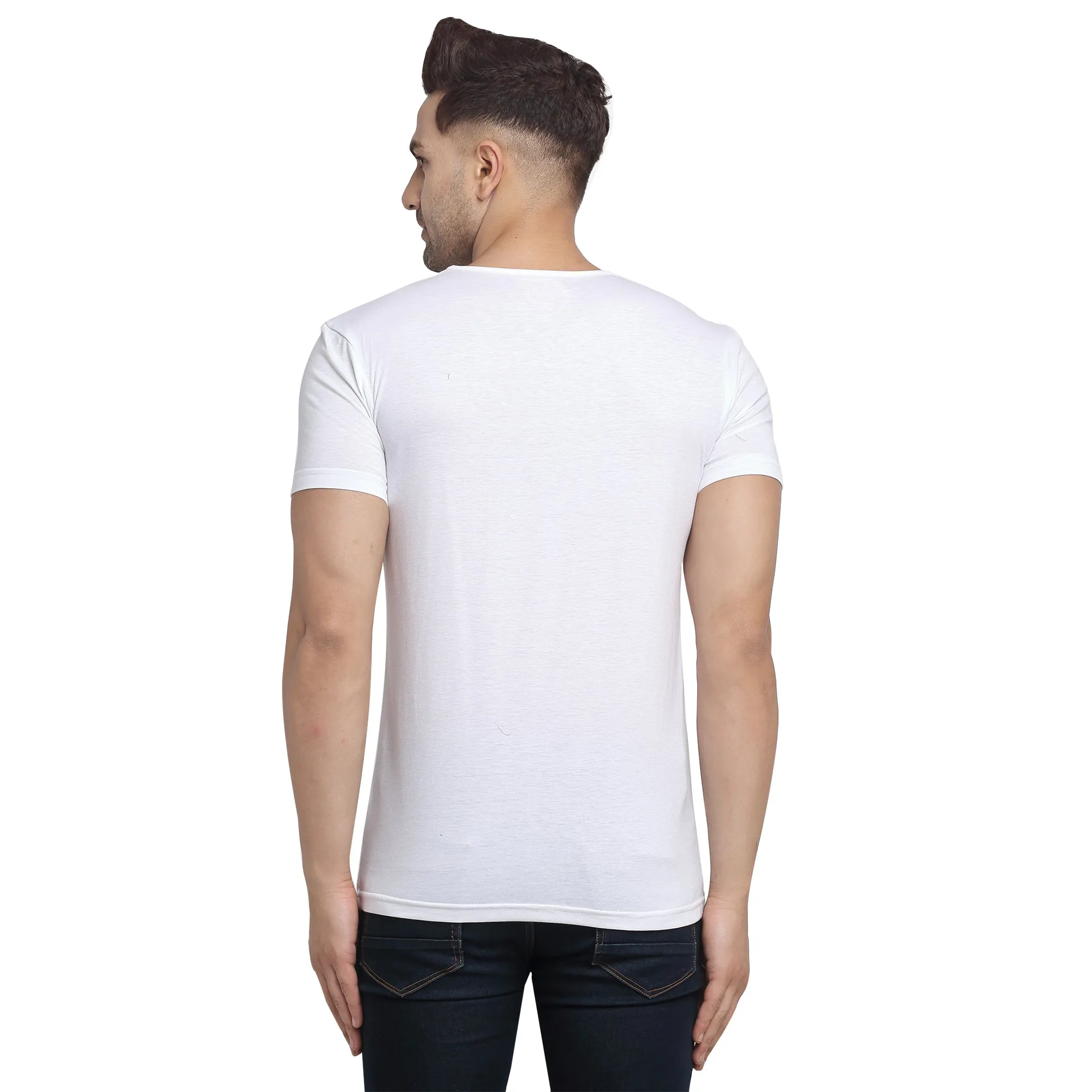 Vimal Jonney Regular Fit Round Neck White T-shirt For Men's